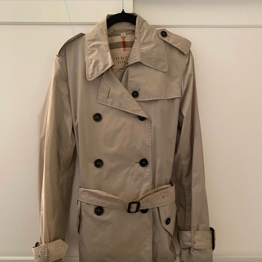 Burberry Tan Trench Coat with Belt and Epaulettes